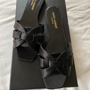 Saint Laurent Satin Tribute Sandal - 36